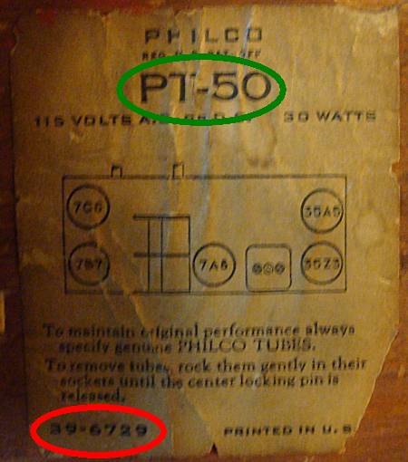 Model number label for the PT-50