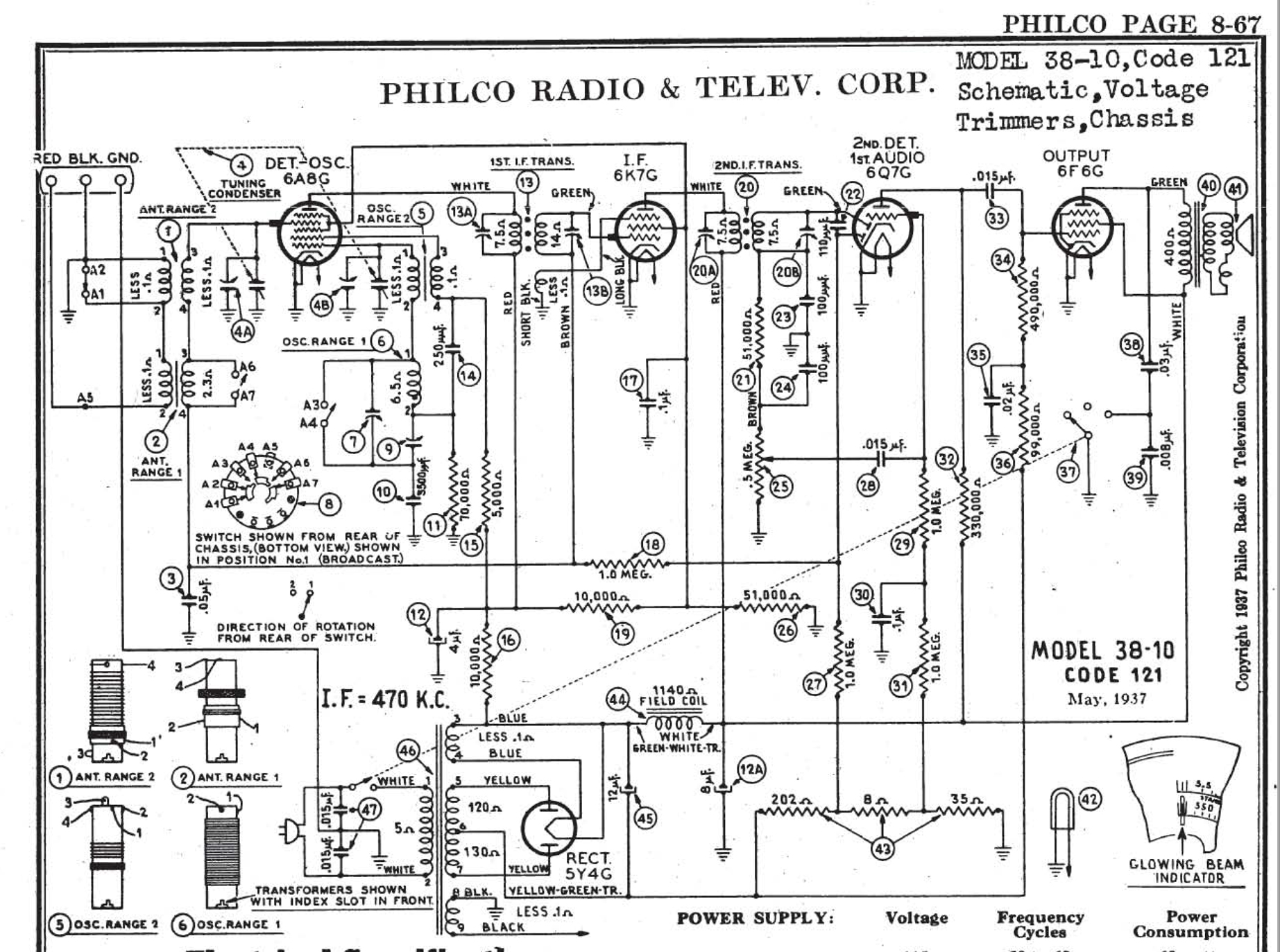 Philco Model 20 Schematic